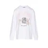Ganni Women Animals Print Logo Long Slevees Top In White