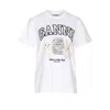 Ganni Women White Crewneck T-shirt With Maxi Logo On The Front In Cotton Woman In White