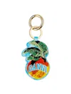 Ganni Apple Keyring Checkered Pattern Embroidered Design In Multi