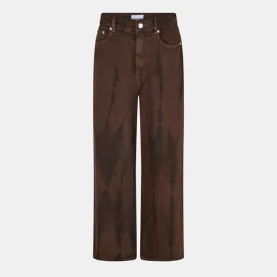 Ganni Women's Baggy High Rise Wide Leg Jeans In Chicory Coffee