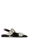 Ganni Black And White Slingback Ballerina Flats With Buckles In White