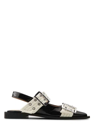 GANNI WOMEN'S BALLERINA NAPLACK BICOLOR BLACK | SIZE 39 | S2871087