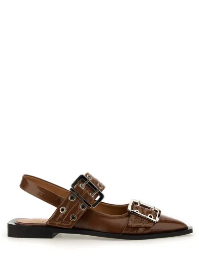 Ganni Women Ballerina With Buckle In Multi