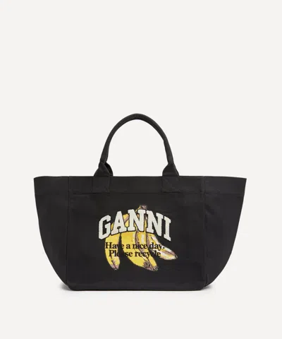 Ganni Women's Banana Print Tote Bag In Black