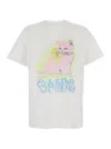 Ganni White Crewneck T-shirt With Maxi Logo On The Front In Cotton Jersey Woman In White
