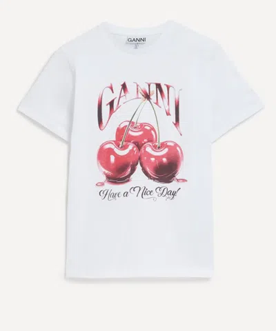 GANNI GANNI WOMEN'S BASIC JERSEY CHERRY RELAXED T-SHIRT