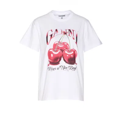 Ganni Women Basic Jersey Chery T-shirt In White