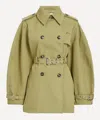 Ganni Double-breasted Belted Short Trench Coat