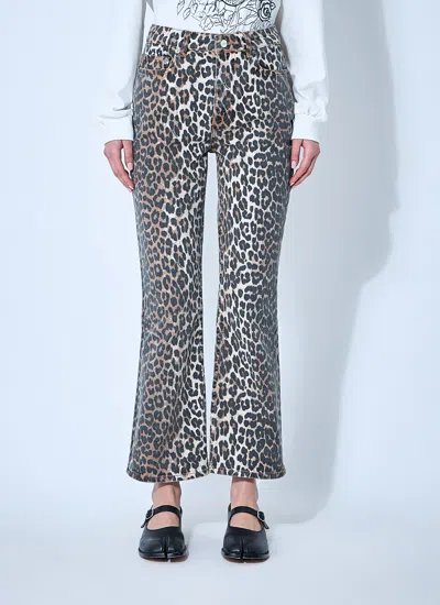 Ganni Leopard Print Jeans In Multicolor