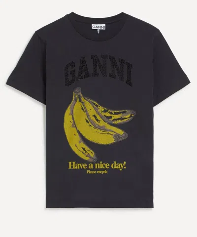 GANNI GANNI WOMEN'S BLACK BANANA GRAPHIC T-SHIRT