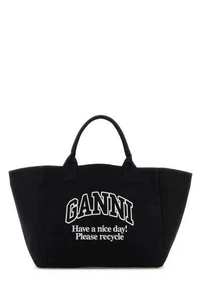 Ganni Women Black Canvas Shopping Bag