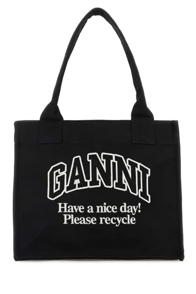 GANNI GANNI WOMEN BLACK CANVAS SHOPPING BAG