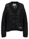 Ganni Pullover Mit Lochstrickmuster In Black