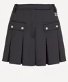 Ganni Womens Phantom Pleated Faux-crystal Buttons Scuba Mini Skirt In Black