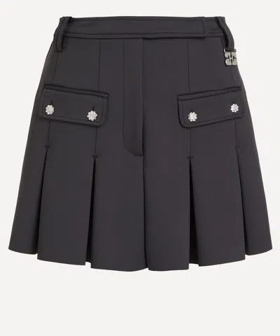 GANNI GANNI WOMEN'S BLACK NEOPRENE PLEATED MINI SKIRT