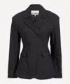 Ganni Womens Phantom Striped Single-breasted Woven Blazer In Black