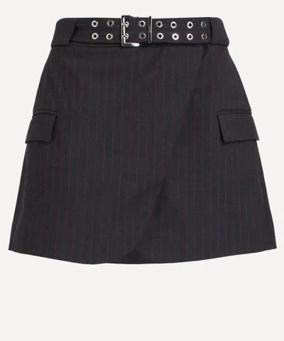 Ganni Women's Black Pinstripe Mini Skirt
