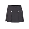 Ganni Womens Phantom Pleated Faux-crystal Buttons Scuba Mini Skirt In Gray