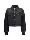Ganni Modern Denim Jacket Contrast Sleeves In Black