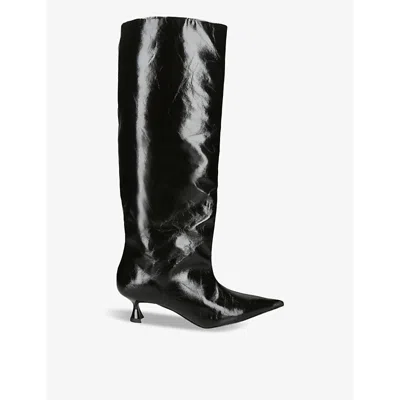 GANNI SLOUCHY RECYCLED FAUX-LEATHER KNEE-HIGH BOOTS