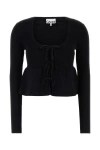 Ganni Stretch Viscose Blend Peplum Cardigan In Black