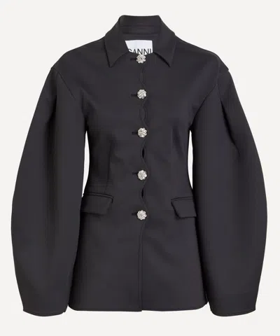 GANNI GANNI WOMEN'S BLACK STRUCTURED NEOPRENE JACKET