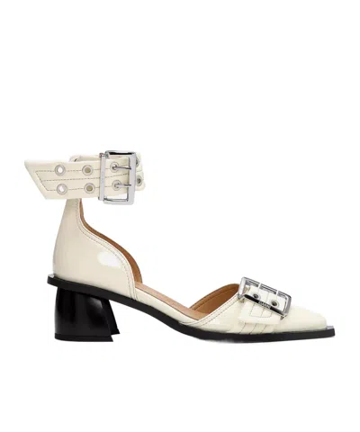 Ganni Women's Block Heel Court Shoes In White