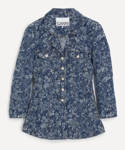 Ganni Women's Blue Tapestry Blazer