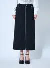 Ganni Zip-up Crepe Midi Skirt In Black