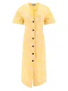 Ganni Botanical Jacquard Midi Dress In Yellow