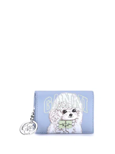 Ganni Women Bou Card Holder In Blue