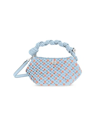 Ganni Women's Bou Mini Braided Top Handle Bag In Blue