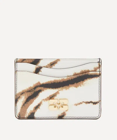 Ganni Women's Bou Zebra Card Holder In Egret