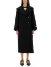 Ganni Cappotto Lungo In Bouclé In Black