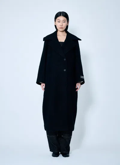Ganni Women Boucle Wool Coat In Black