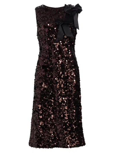 Ganni Sequin Midi Dress Bow Detail Sleeveless In Multi
