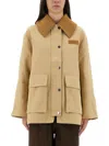Ganni Camel Twill Midi Jacket In Brown