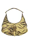 Ganni Small Kat Zebra Print Shoulder Bag In Burgundy