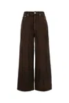 Ganni Brown Jeans With Tie-dye Pattern And Logo Patch On Back In Denim Woman In Brown