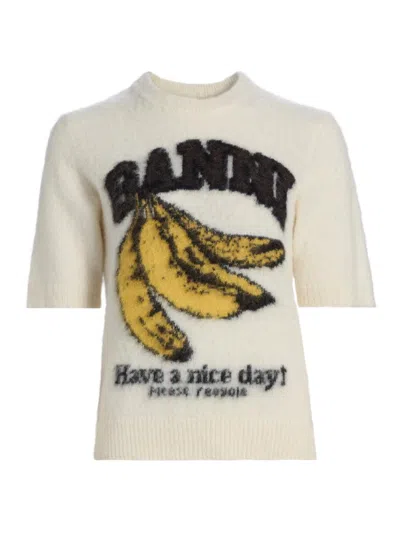 Ganni Women's Brushed Alpaca Graphic T-shirt In Gold