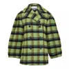 Ganni Oversized Double-breasted Checked Brushed-wool Coat In Green