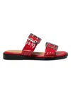Ganni Buckle-fastening Patent-finish Slides In Red