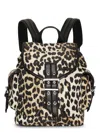 Ganni Magnetic Buckle Backpack Leopard Print In Brown