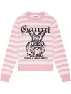Ganni Striped Sweater With Rabbit