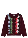 Ganni Womens Tawny Port Rhombus-print Round-neck Wool And Cashmere Cardigan Xl