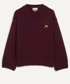 Ganni Burgundy Wool Mix V-neck Jumper In Red