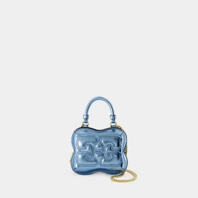 Ganni Butterfly Metallic Crossbody Bag In Blue