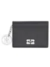 Ganni Women Card Wallet With Charm In Black