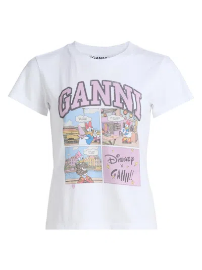 Ganni Women's Cartoon Cotton Jersey T-shirt In White