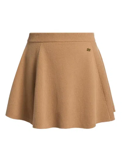 Ganni Women's Cashmere-wool A-line Miniskirt In Brown